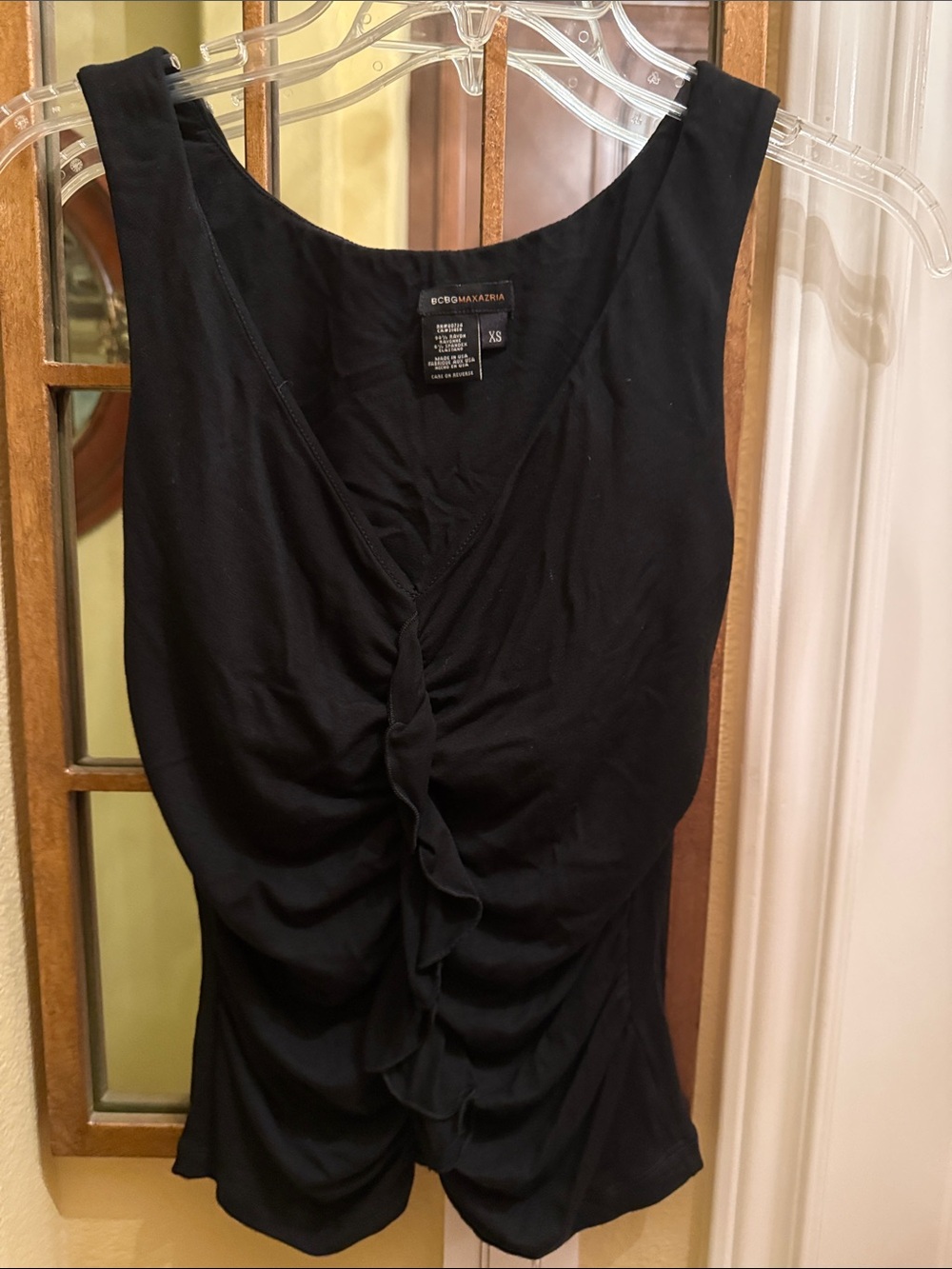 BCBG MaxAzria Black Ruched Tank Top